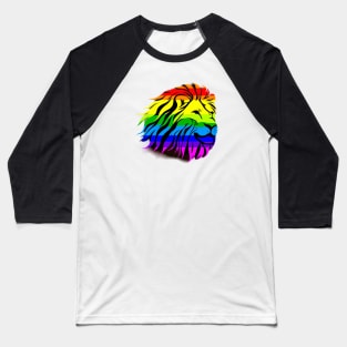 Cute Colorful Rainbow Lion Shape Head Drawing Baseball T-Shirt